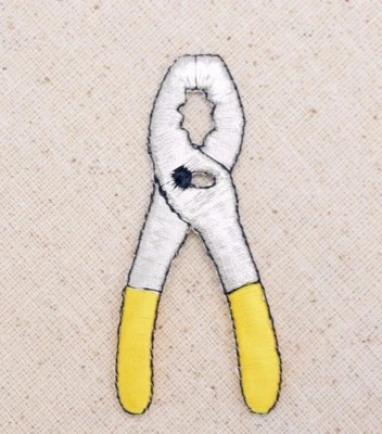 Alicates - Construcción/Herramientas plateadas/amarillas - Hierro sobre apliques/parche bordado Foto 1 de 2