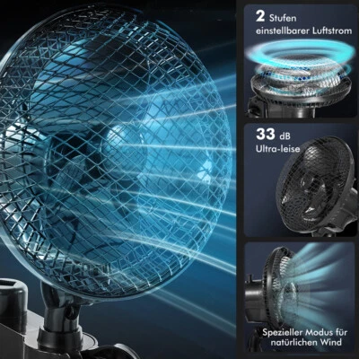 Premium Clip Ventilator oszilierend für Growbox Grow Grower Zelt Lüfter mit Stro - Bild 1 von 4