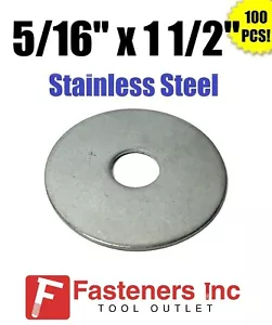 (Qty 100) 5/16" x 1 1/2" OD Stainless Steel Fender Washers Type 304 - Picture 1 of 2