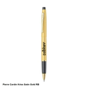 Pierre Cardin Kriss Satin Gold Roller Ball Pen Gold Trim GT Blue Ink Gift New - Picture 1 of 6