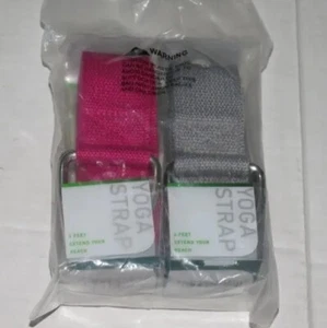 Gaiam (2) 3 in 1 Yoga Strap & Sling Pink Gray 6' long x 1.5" Wide FREE SH - Picture 1 of 3