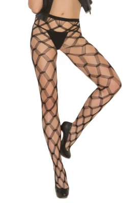 Seamless Diamond Lace Pantyhose Hosiery Nylons Fence Net 1737 - Image 1 of 3