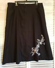 Sag Harbor Sz 18 Black Skirt With White Floral Embroidery