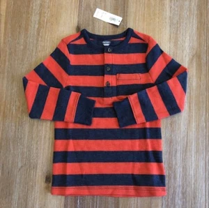 Henley Térmica a Rayas Azul Marino Antiguo Niño Nuevo con Etiquetas - Azul/Naranja - 3T - Imagen 1 de 7