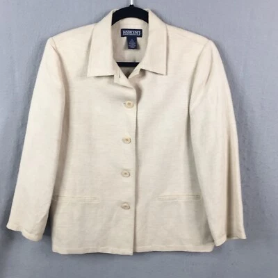Jaqueta Lands End Feminina 8 Bege Linho Mescla Blazer Costeiro Clássico Escritório Carreira - Imagem 1 de 4