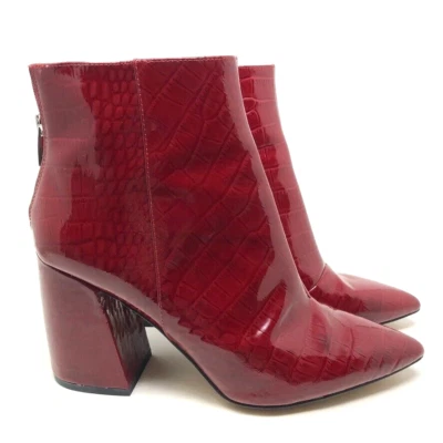 Vince Camuto Benedie Red Booties Womens 9.5 Pointy Toe Patent Leather Block Heel - Image 1 of 4
