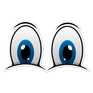 Adesivo decalcomania vinile occhi blu cartone animato, interno esterno, 3 misure, #8928 - Foto 1 di 1