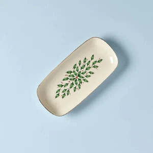 Lenox Fine China Acebo de Navidad VACACIONES - Bandeja de Pan Rectangular - N/O - Imagen 1 de 1