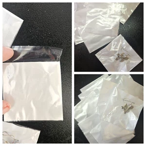 20 Small Cello White Back Self Stick Display Bags 6x6cms Ideal for Earrings Etc - Picture 1 of 3
