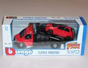 Burago - TRANSPORTE DE PLATAFORMA + FIAT 500 (Rojo) - Modelo 'Street Fire' Escala 1:43 - Imagen 1 de 1