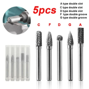 5x Rotary Burr Set Head Tungsten Carbide Burrs 1/4'' Shank Die Grinder Bit Tool - Picture 1 of 4