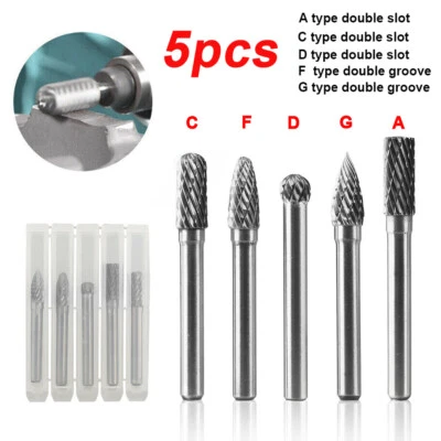 5x Rotary Burr Set Head Tungsten Carbide Burrs 1/4'' Shank Die Grinder Bit Tool - Image 1 of 4