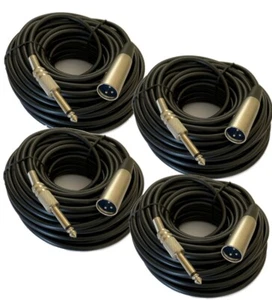 Paquete de 4 cables de audio de cable de micrófono mono macho a 1/4" XLR de 3 pines de 50 pies - Imagen 1 de 1
