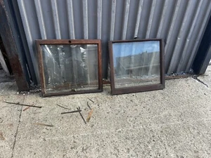 Vintage Quartersawn Eiche doppelt aufgehängt Einzelscheibe abgeschrägte Glasfenster Corbin Hdwe - Bild 1 von 14