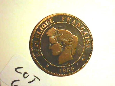 1886 A France Bronze 5 Centimes Coin  Circulated lot 60 - Image 1 of 2