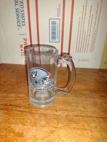 Oakland Raiders Logo NFL Football Glass 16 oz. Beer Stein Mug Cover