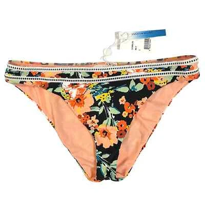 NUEVO Fondo de Bikini Hipster Triángulo Flor Salvaje Marca Lucky Talla L Negro Coral zz Foto 1 de 4