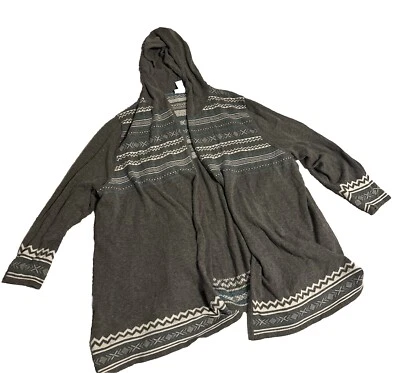 Cárdigan suéter Catherines para mujer 5x gris, blanco y azul tejido Fair Isle Foto 1 de 4