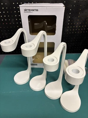 4x IKEA White Metal Modern Abstract Curvy Candle Votive Holders 22749 - Image 1 of 4
