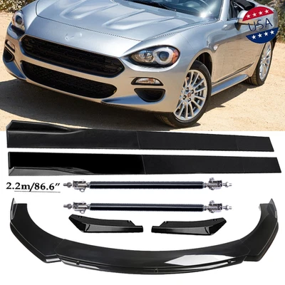 For Fiat 124 Spider Front Bumper Lip Spoiler Body Kit Rear Lip Glossy Black - Image 1 of 4