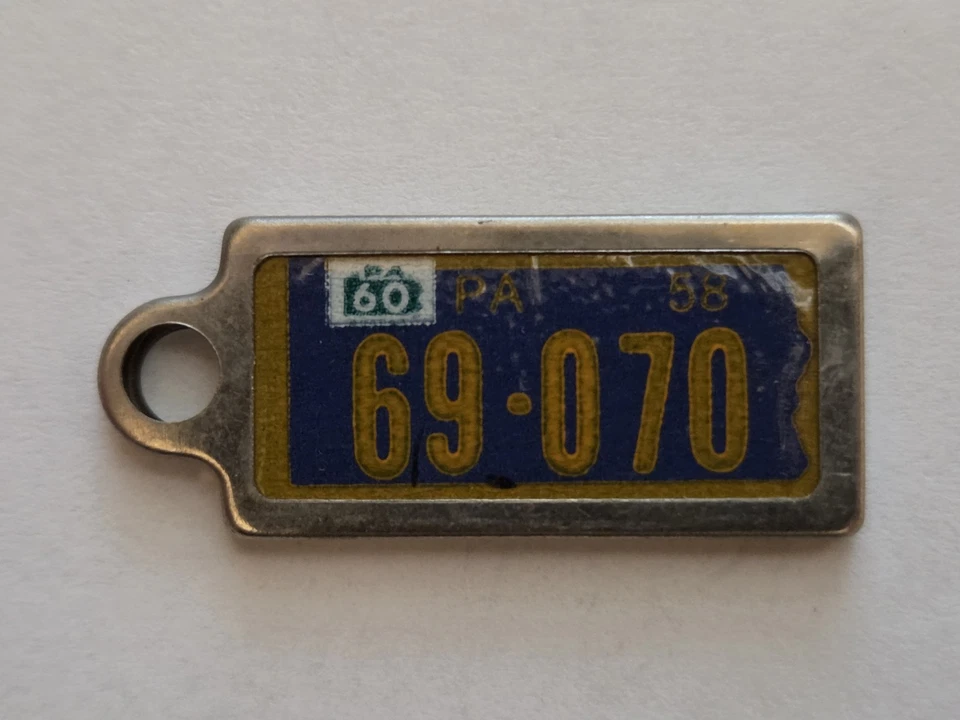 1958 1960 Pennsylvania DAV Tag Keychain License Plate 69-070 - Image 1 of 2