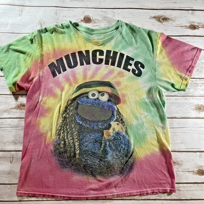 Camiseta para hombre Sesame Street Cookie Monster Munchies Lg Tie Dye Rasta Dread Marley Foto 1 de 4