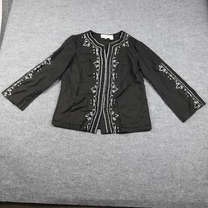 Vintage Jere Cavanagh Jacke Damen 10 schwarz bestickt Boho Key West 80er - Bild 1 von 12