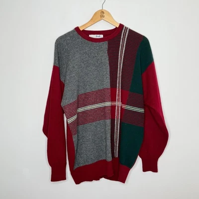 Pringle Sports Wool Vintage Jumper L Men’s Red/Grey Made Scotland *Desc* - Image 1 of 4