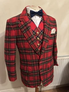 🇺🇲 Tartan Bill Blass 100% Camel  Hair Blazer  48” chest Regular - Picture 1 of 9