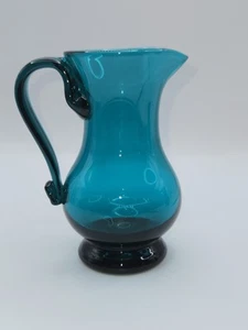 Blenko Turquoise Blue Glass CW-36L Colonial Williamsburg Mini Pitcher Creamer - Picture 1 of 14