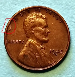 1942 S Lincoln Wheat Cent - Retained Defective Obverse Planchet - Rare Error - Picture 1 of 2