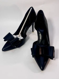 Damen-Pumps schwarz Stilettoabsatz Größe 7,5 spitz zulaufend mit übergroßer Schleife neu im Karton - Bild 1 von 9
