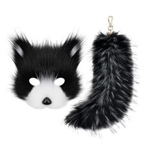 Therian Mask and Tail Dress up Novelty Cosplay Prop Role Play Furry Mask - Picture 1 of 30