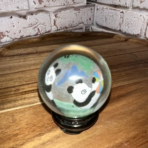 Pisapapeles pandas bola de vidrio chino reverso vintage pintado a mano con soporte - Imagen 1 de 5