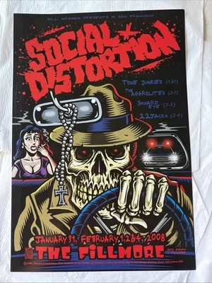 Social Distortion Concert Poster 2008 San Francisco Fillmore Jimbo Phillips Art - Image 1 of 4