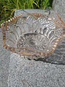 EAPG Cut Glass ladder/diamonds Lg Scolloped Heavy Bowl DUNCAN +MILLER 1903 #52 - Picture 1 of 2