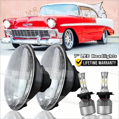 7" Inch Round LED Headlight Hi-Lo Beams Fit Chevrolet Bel Air C10 C20 C30 Truck - Image 1 of 4