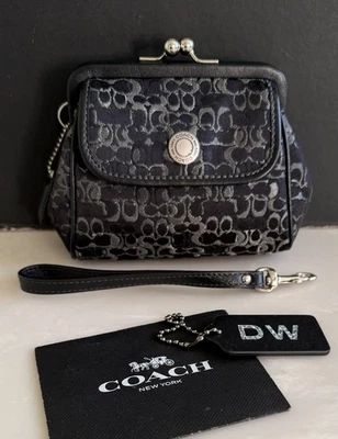 NUEVO CON ETIQUETAS PULSERA KISSLOCK COACH MADISON LUREX MARCO NEGRO/PLATEADO METÁLICO Foto 1 de 4