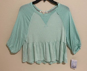 NWT, Jolt Juniors Pullover Knit Top Multi Green/ White Stripes-Junior-SZ-2XL - Picture 1 of 4
