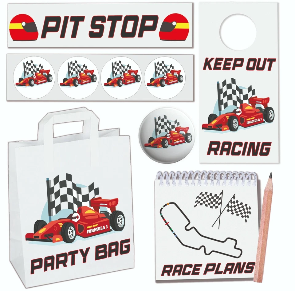 AK GIFTSHOP Race Car Racing Party Bags Fillers Favours Goody Birthday Events Kids Boys Girls