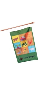 John Deere Decorative Farm Flag 28" x 44" Patchwork Double Sided Indoor Outdoor - Picture 1 of 1