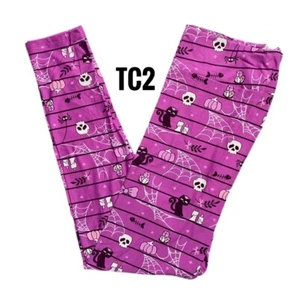 Leggings de Halloween Tc2 Lularoe púrpura telarañas telarañas gatos se adapta a 18/24 - Imagen 1 de 1