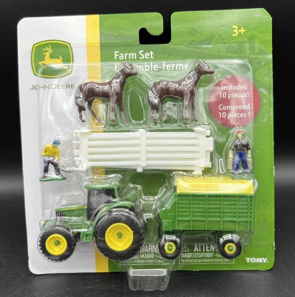 Tomy Ertl John Deere Licensed 10 Piece 37657 Tractor Trailer Horse Farm Set 3