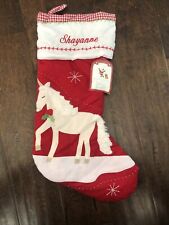 NWT Pottery Barn Kids Unicorn Horse Red Gingham Christmas Stocking Mono Shayanne