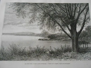 Gravure 1890 - Tonkin La rivière Claire vue de la pointe de Phu-doan - Imagen 1 de 1