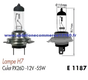 LOT 2 LAMPE HALOGENE H7 12V 12 VOLTS 55W CULOT PX26D AMPOULE PHARE PROJECTEUR - Picture 1 of 1