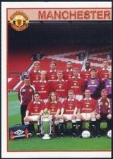 MERLIN PREMIER FOOTBALL LEAGUE 97 STICKER MANCHESTER UNITED 1/2 TEAM PHOTO #281