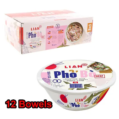 12 70g Bowls Lian Pho Bo Beef Flavour Vietnamese Style Instant Rice Noodle Meals • 52$