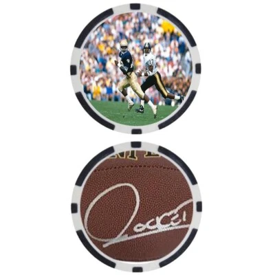 Chip del Salón de la Fama del Fútbol Americano Universitario Rocket Ismail Notre Dame - FIRMADO Foto 1 de 2