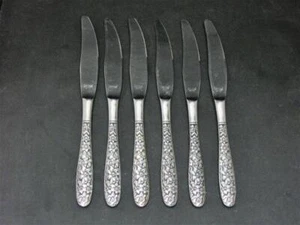 6 National Stainless NARCISSUS Dinner Knives Silverware Flatware Knife - Picture 1 of 4